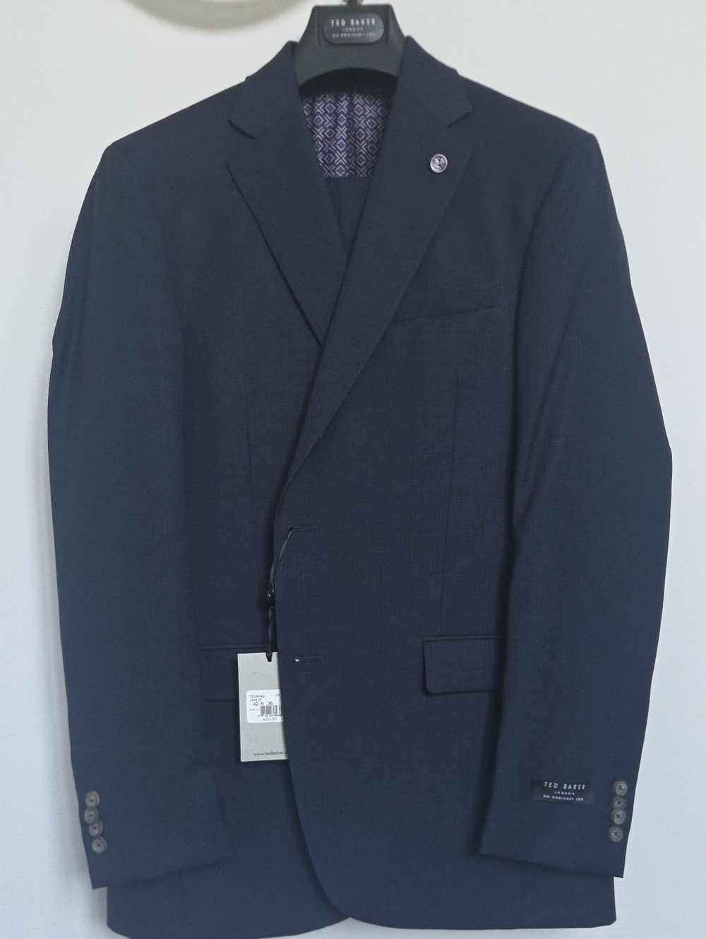 Ted Baker Navy Single-Breasted Men's Suit Size 42R